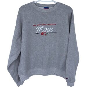 Vintage Ohio State Mom Sweatshirt Large Gray Embroidered Champion Buckeyes OSU